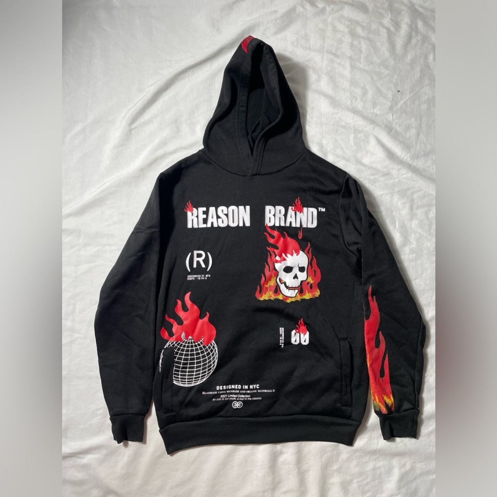 The Reason Brand  New York Flame Skull hoodie sweatshirt men’s size M
